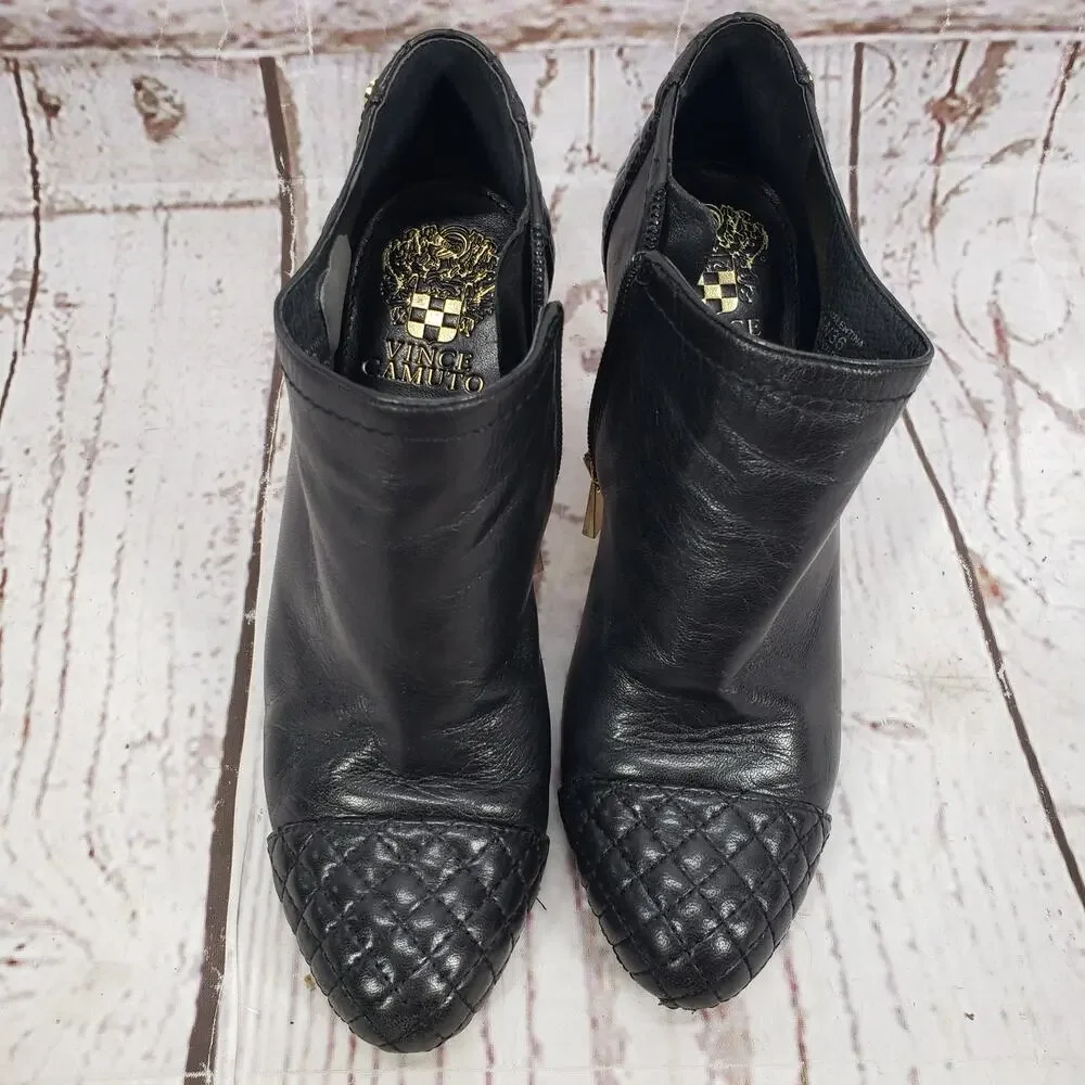 Vince Camuto Valentina Women's Black Leather Ankle Boots Size 6M